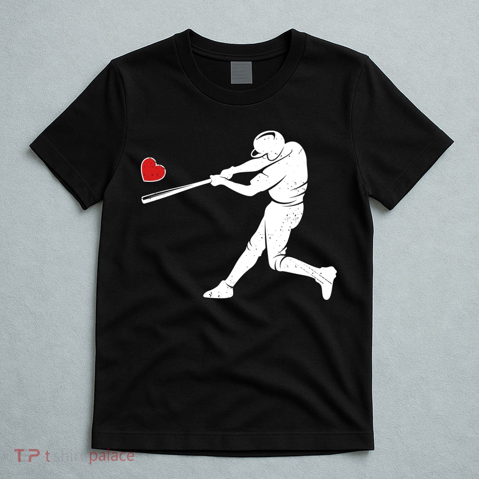 Valentines Day Love Baseball Bat Batter Silhouette Heart T-Shirt