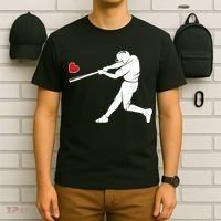 Valentines Day Love Baseball Bat Batter Silhouette Heart T-Shirt thumb 6