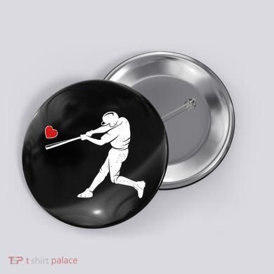 Valentines Day Love Baseball Bat Batter Silhouette Heart Button