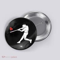 Valentines Day Love Baseball Bat Batter Silhouette Heart Button thumb 0