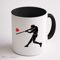 Valentines Day Love Baseball Bat Batter Silhouette Heart Coffee Mug thumb 1