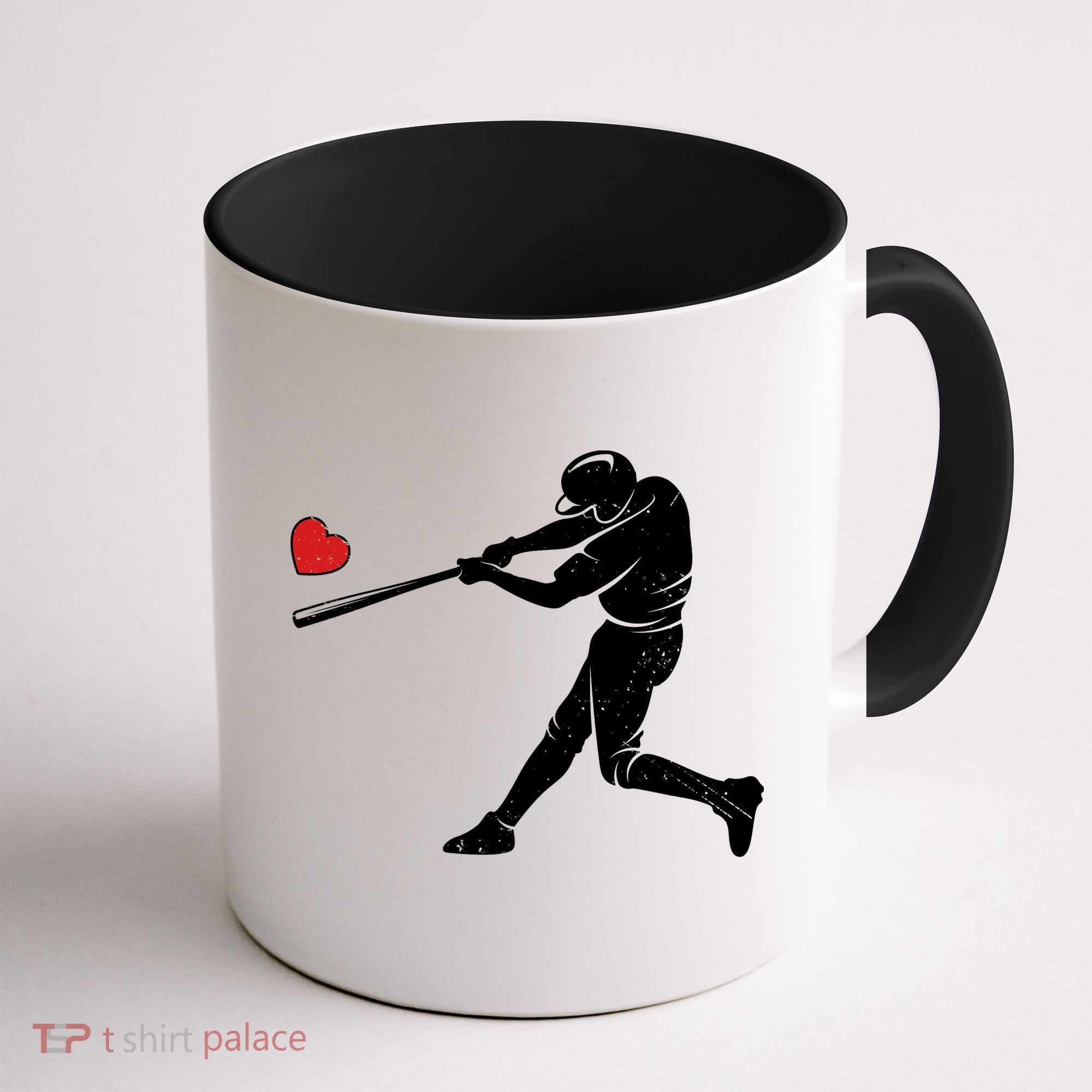 Valentines Day Love Baseball Bat Batter Silhouette Heart Coffee Mug