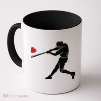 Valentines Day Love Baseball Bat Batter Silhouette Heart Coffee Mug thumb 0