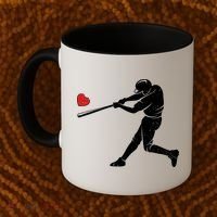 Valentines Day Love Baseball Bat Batter Silhouette Heart Coffee Mug thumb 2