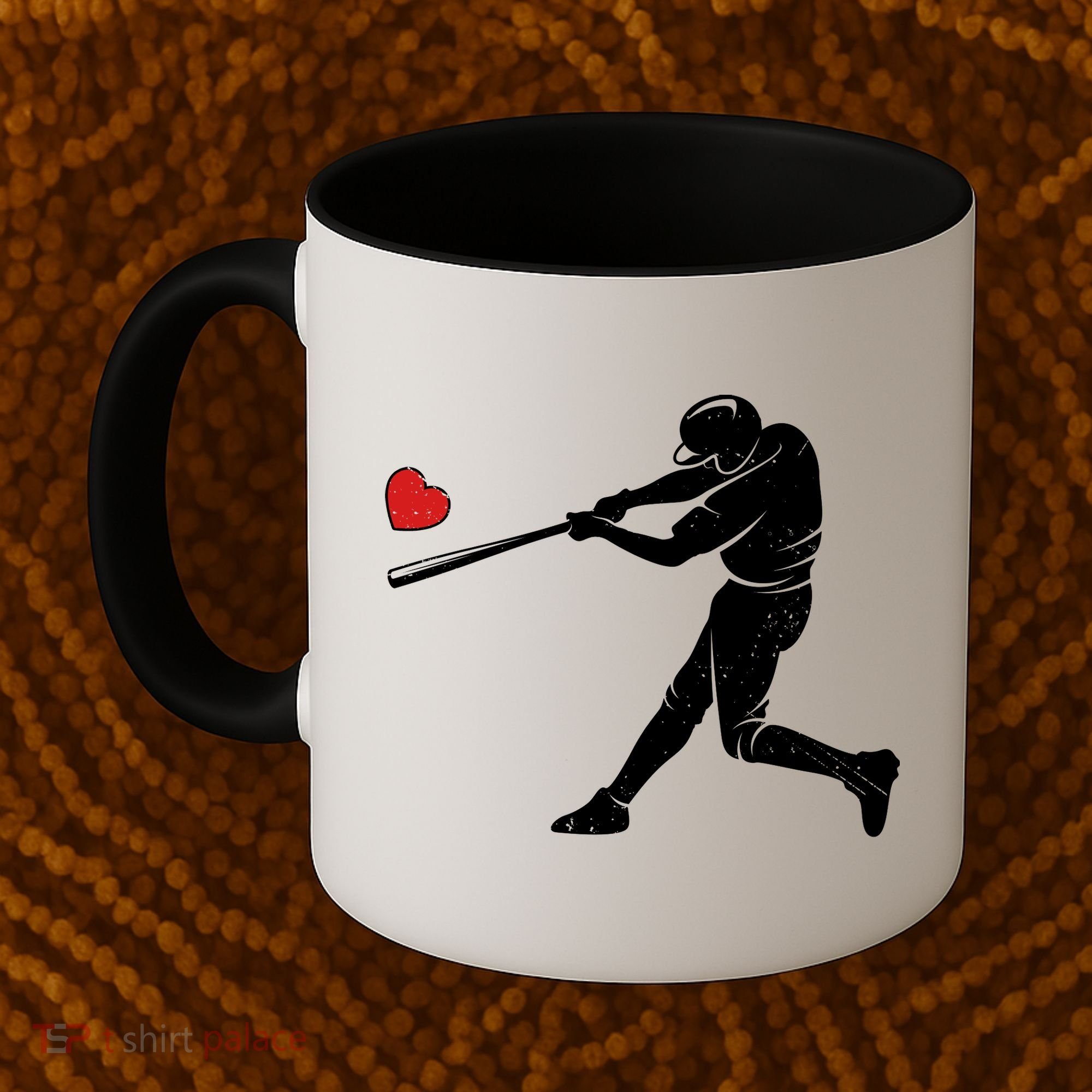 Valentines Day Love Baseball Bat Batter Silhouette Heart Coffee Mug