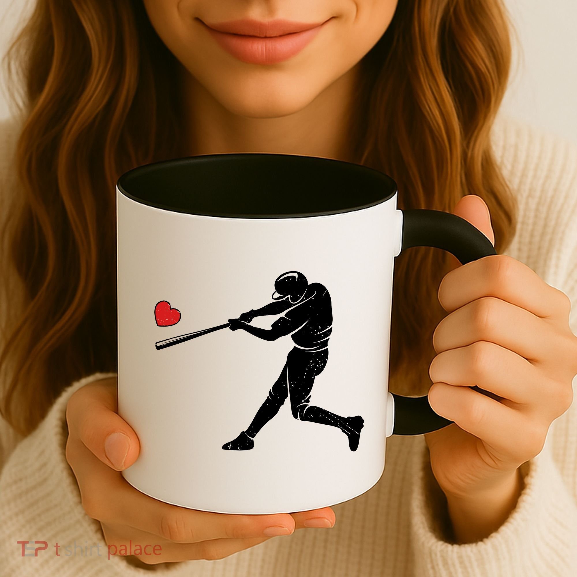 Valentines Day Love Baseball Bat Batter Silhouette Heart Coffee Mug