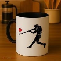 Valentines Day Love Baseball Bat Batter Silhouette Heart Coffee Mug thumb 4