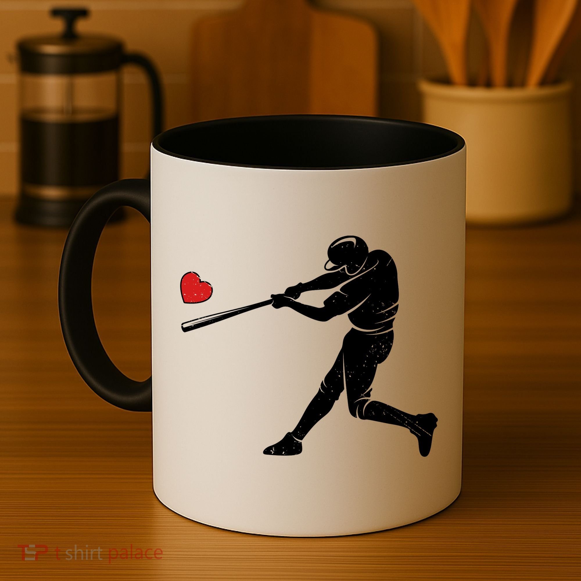 Valentines Day Love Baseball Bat Batter Silhouette Heart Coffee Mug