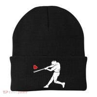 Valentines Day Love Baseball Bat Batter Silhouette Heart Beanie thumb 0