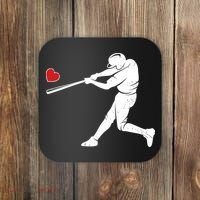 Valentines Day Love Baseball Bat Batter Silhouette Heart Coaster thumb 0