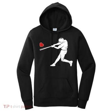 Valentines Day Love Baseball Bat Batter Silhouette Heart Women's Hoodie