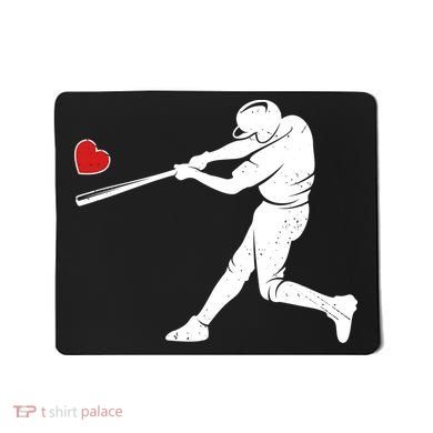 Valentines Day Love Baseball Bat Batter Silhouette Heart Mousepad