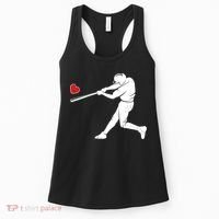 Valentines Day Love Baseball Bat Batter Silhouette Heart Women's Tank Top thumb 0