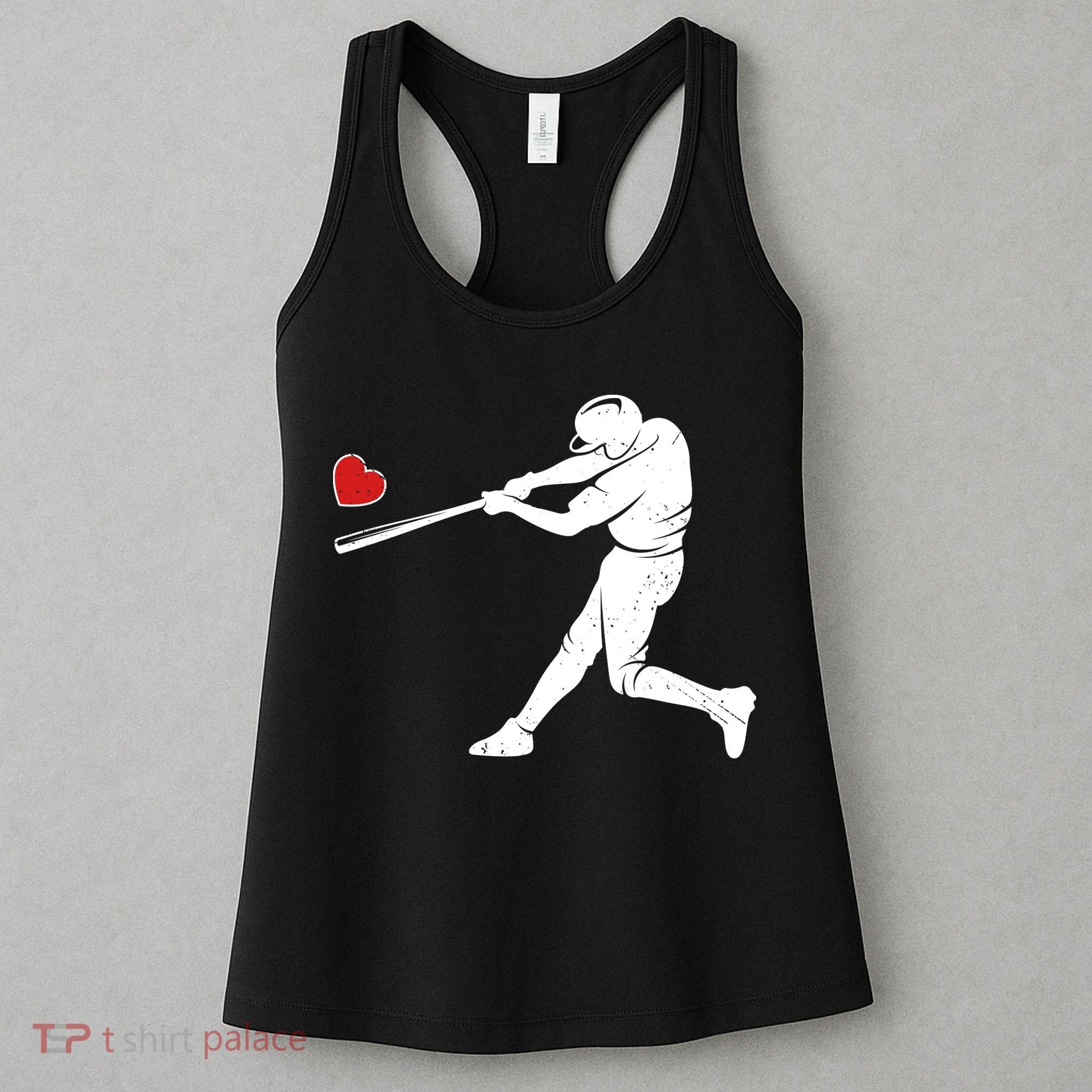Valentines Day Love Baseball Bat Batter Silhouette Heart Women's Tank Top