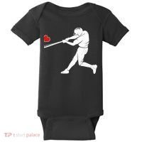 Valentines Day Love Baseball Bat Batter Silhouette Heart Baby Bodysuit thumb 0