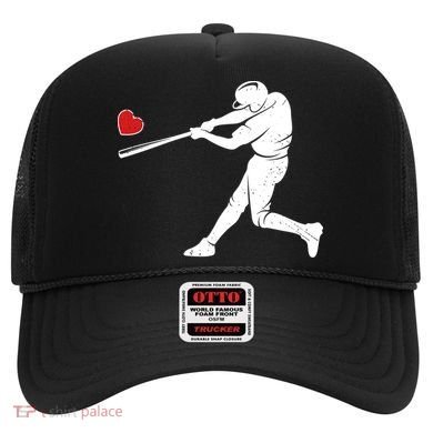 Valentines Day Love Baseball Bat Batter Silhouette Heart Hat
