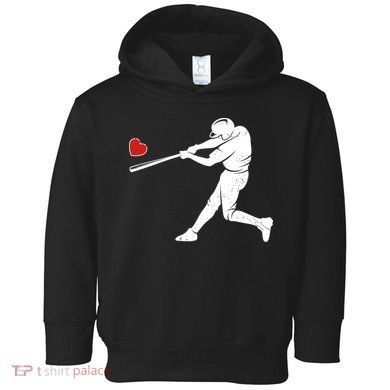 Valentines Day Love Baseball Bat Batter Silhouette Heart Toddler Hoodie