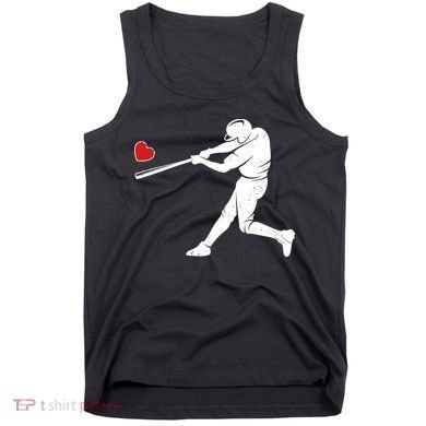 Valentines Day Love Baseball Bat Batter Silhouette Heart Tank Top