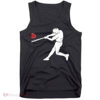 Valentines Day Love Baseball Bat Batter Silhouette Heart Tank Top thumb 0