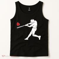 Valentines Day Love Baseball Bat Batter Silhouette Heart Tank Top thumb 2