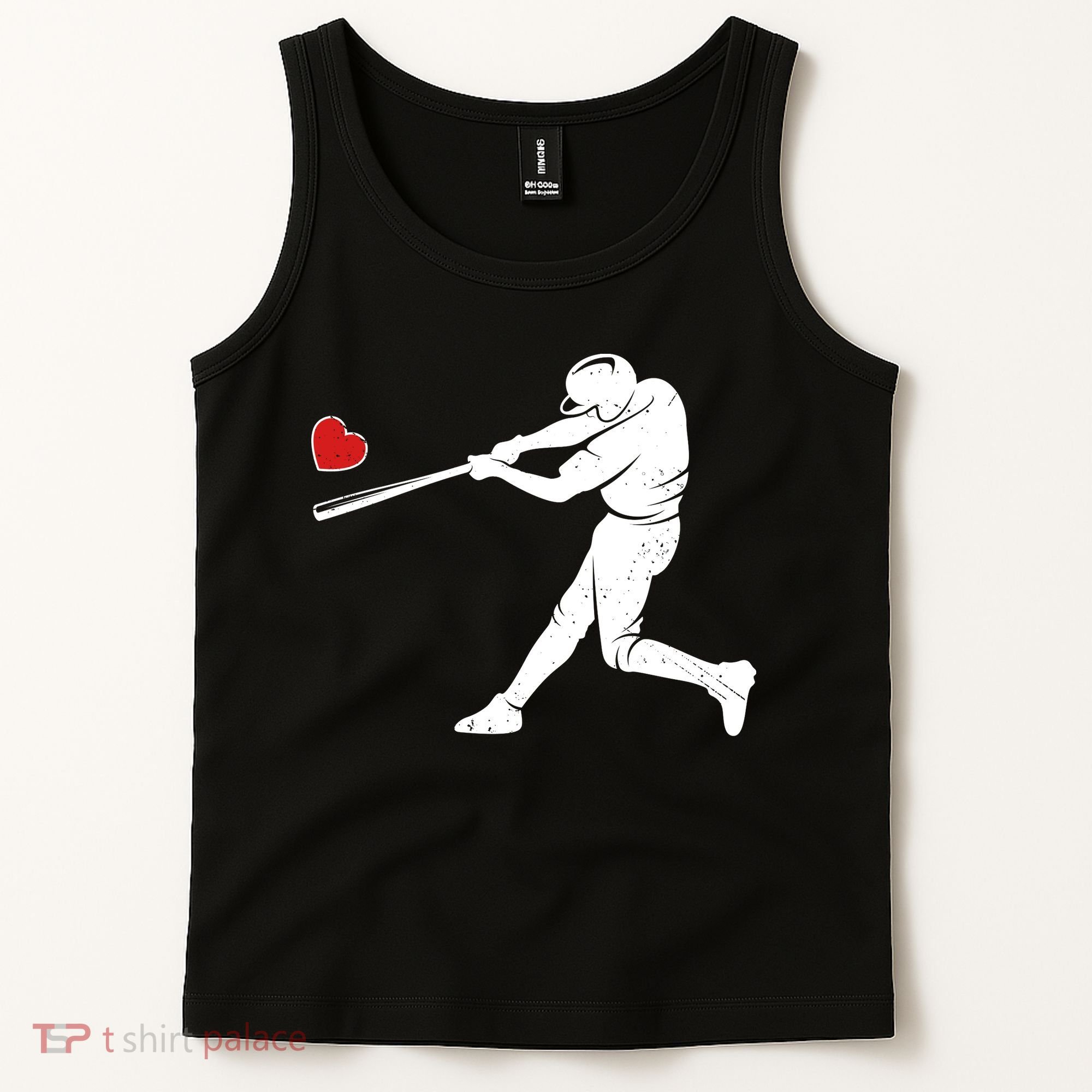 Valentines Day Love Baseball Bat Batter Silhouette Heart Tank Top