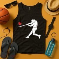 Valentines Day Love Baseball Bat Batter Silhouette Heart Tank Top thumb 4
