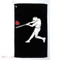 Valentines Day Love Baseball Bat Batter Silhouette Heart Golf Towel thumb 0