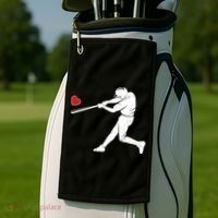 Valentines Day Love Baseball Bat Batter Silhouette Heart Golf Towel thumb 2