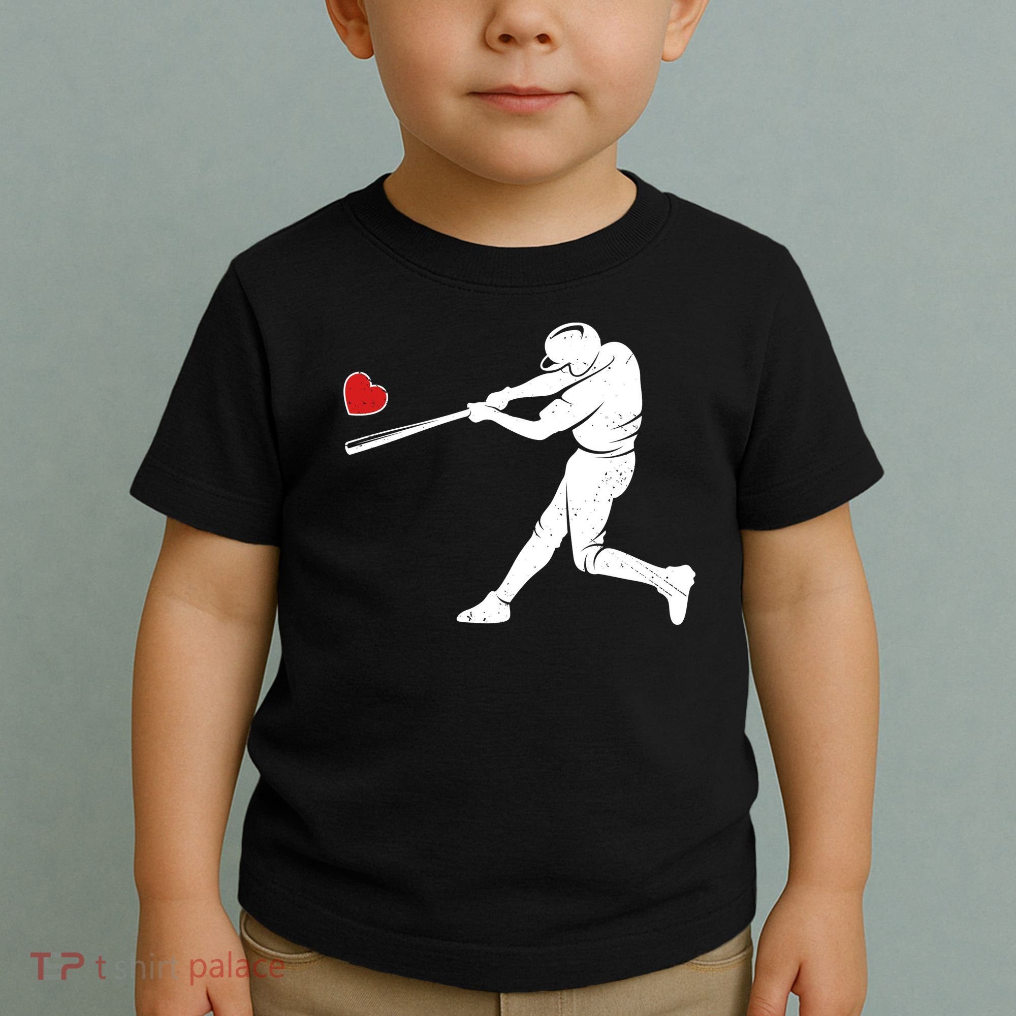 Valentines Day Love Baseball Bat Batter Silhouette Heart Toddler T-Shirt
