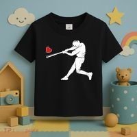 Valentines Day Love Baseball Bat Batter Silhouette Heart Toddler T-Shirt thumb 3