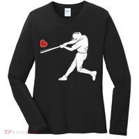 Valentines Day Love Baseball Bat Batter Silhouette Heart Women's Long Sleeve Shirt thumb 0
