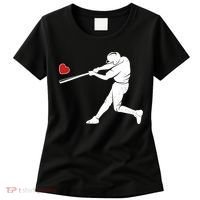 Valentines Day Love Baseball Bat Batter Silhouette Heart Women's T-Shirt thumb 0