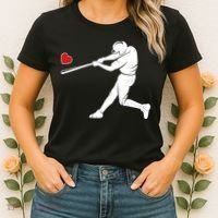 Valentines Day Love Baseball Bat Batter Silhouette Heart Women's T-Shirt thumb 2