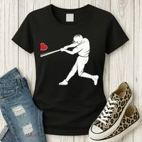 Valentines Day Love Baseball Bat Batter Silhouette Heart Women's T-Shirt thumb 3