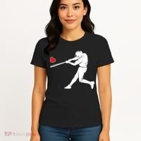 Valentines Day Love Baseball Bat Batter Silhouette Heart Women's T-Shirt thumb 4