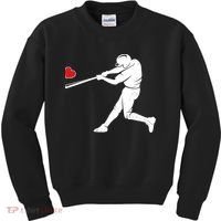 Valentines Day Love Baseball Bat Batter Silhouette Heart Kids Sweatshirt thumb 0
