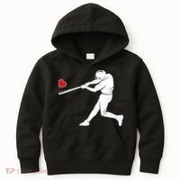 Valentines Day Love Baseball Bat Batter Silhouette Heart Kids Hoodie thumb 0