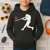 Valentines Day Love Baseball Bat Batter Silhouette Heart Kids Hoodie thumb 2