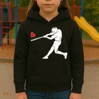 Valentines Day Love Baseball Bat Batter Silhouette Heart Kids Hoodie thumb 3