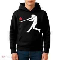Valentines Day Love Baseball Bat Batter Silhouette Heart Kids Hoodie thumb 4
