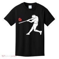 Valentines Day Love Baseball Bat Batter Silhouette Heart Kids T-Shirt thumb 0