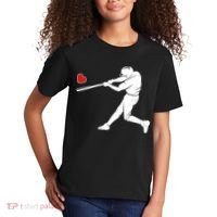 Valentines Day Love Baseball Bat Batter Silhouette Heart Kids T-Shirt thumb 2