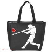 Valentines Day Love Baseball Bat Batter Silhouette Heart Tote Bag thumb 0