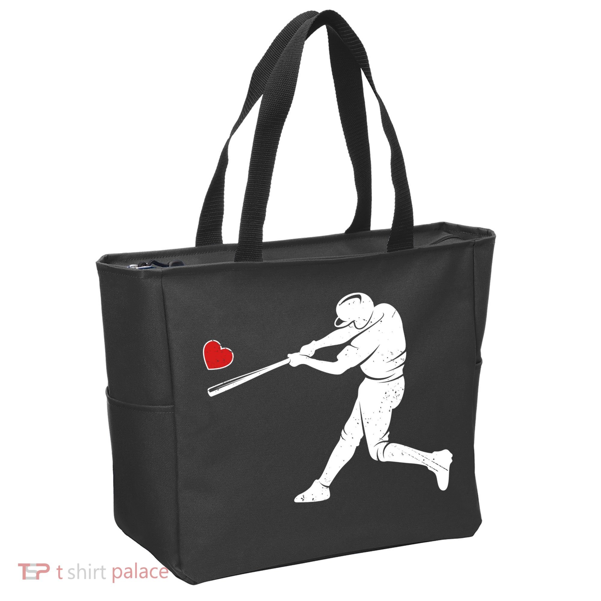 Valentines Day Love Baseball Bat Batter Silhouette Heart Tote Bag