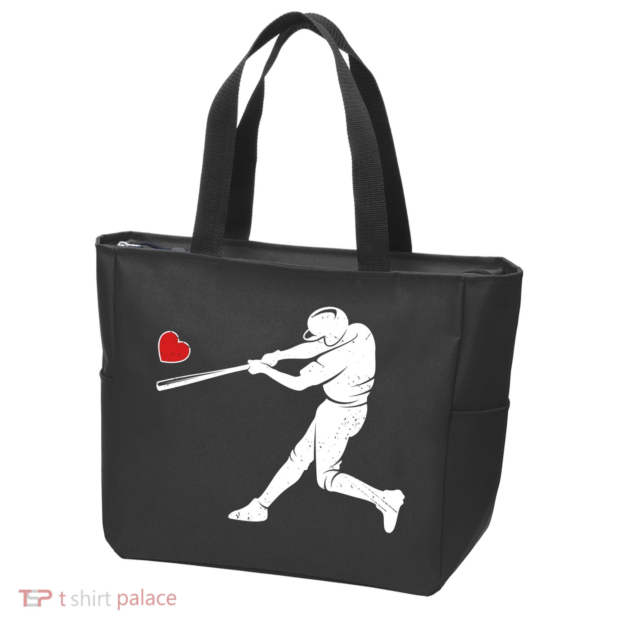 Valentines Day Love Baseball Bat Batter Silhouette Heart Tote Bag