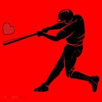 Valentines Day Love Baseball Bat Batter Silhouette Heart Santa Hat thumb 1
