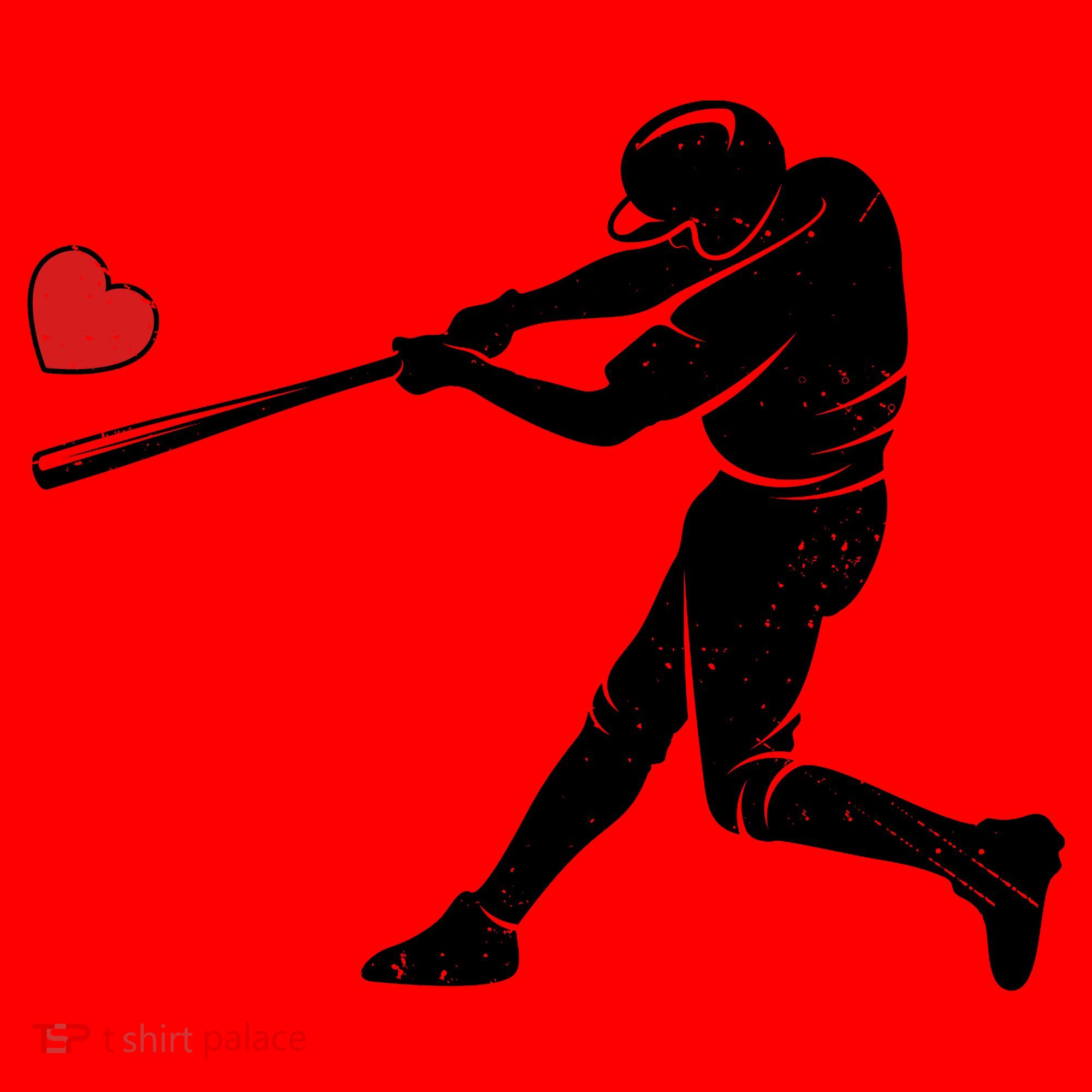 Valentines Day Love Baseball Bat Batter Silhouette Heart Santa Hat