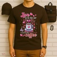 Valentines Day Love Is In The Air And It Smells Like Coffee T-Shirt thumb 6