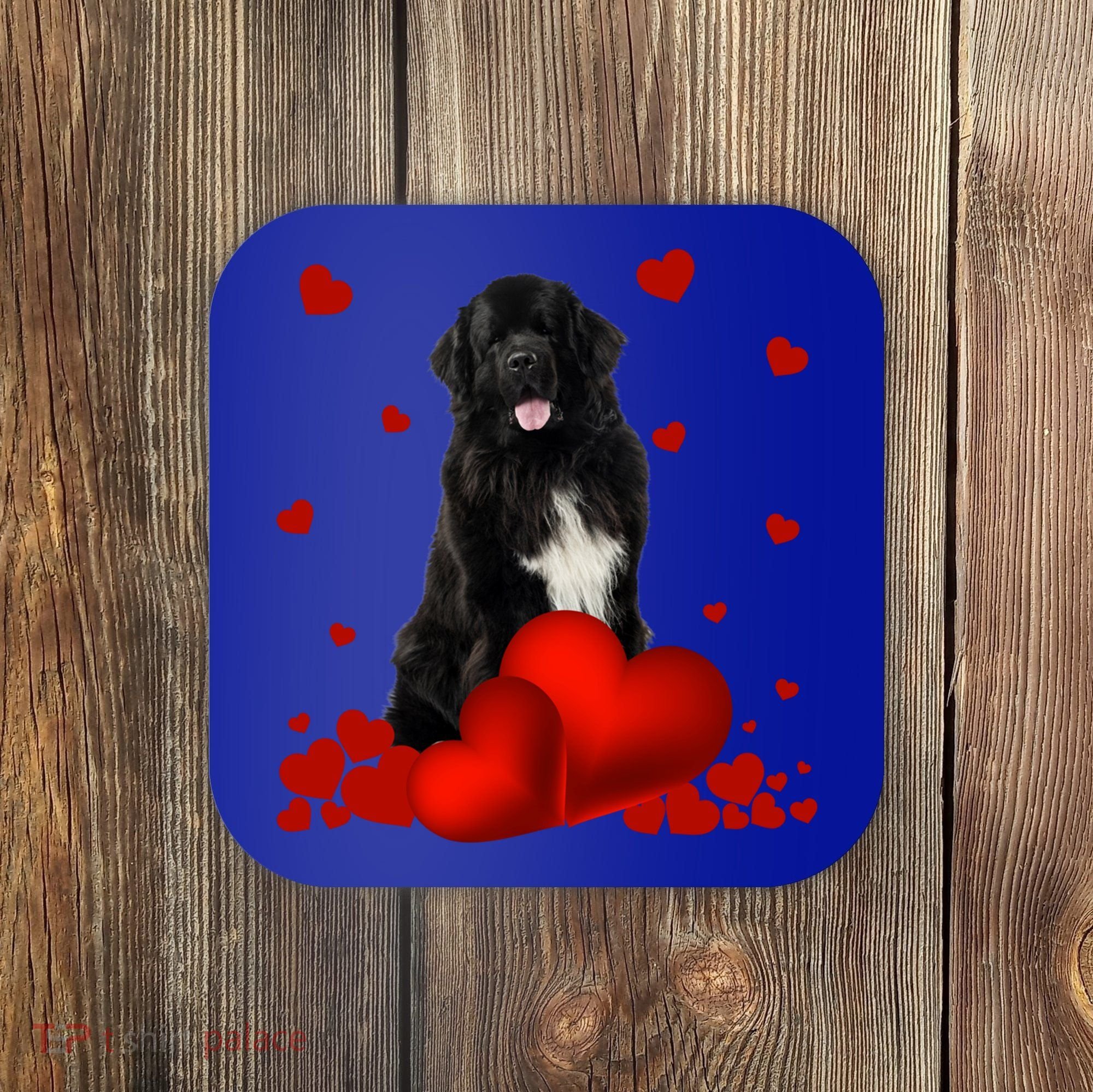Valentines Day Love Hearts Newfoundland Dog Puppy Lover Gift Coaster