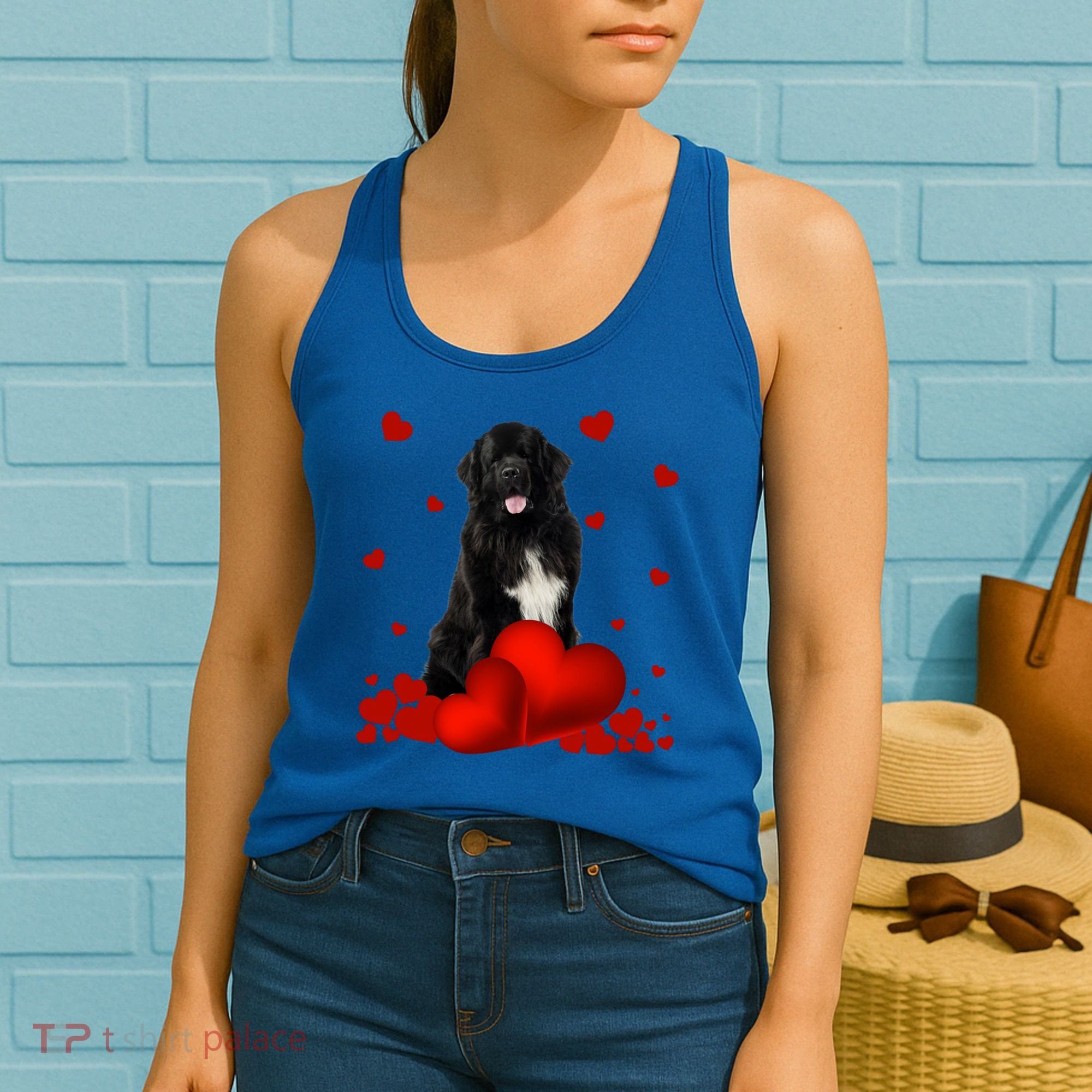 Valentines Day Love Hearts Newfoundland Dog Puppy Lover Gift Women's Tank Top